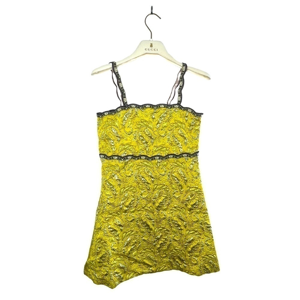 GUCCI Kids Gold And Yellow Leaf Patterned Dress Size 10
